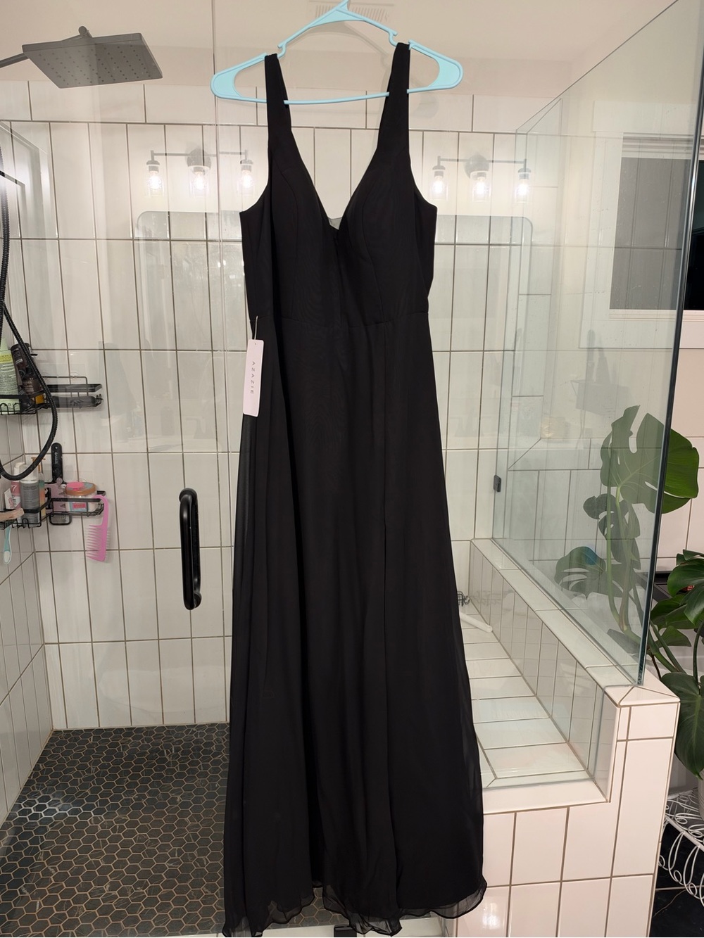 Black V-Neck Azazie Gown